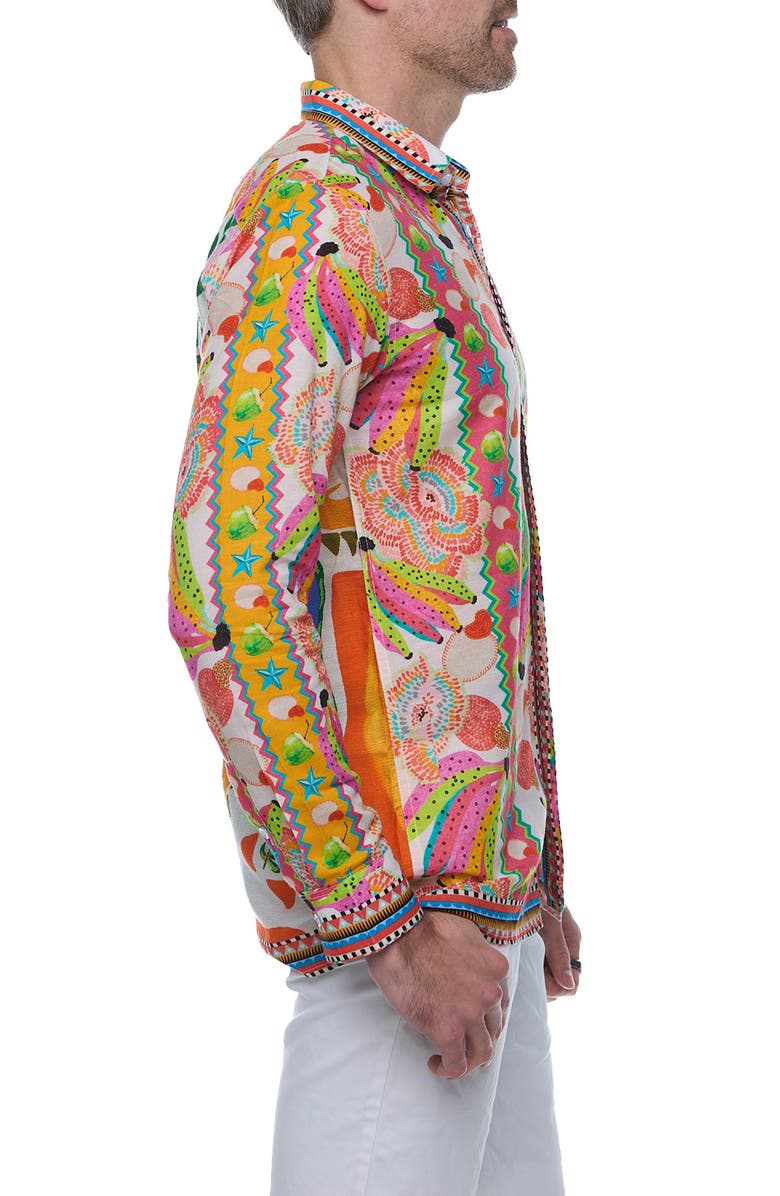 RANEES Linen & Cotton Long Sleeve Resort Shirt, Alternate, color, Pink