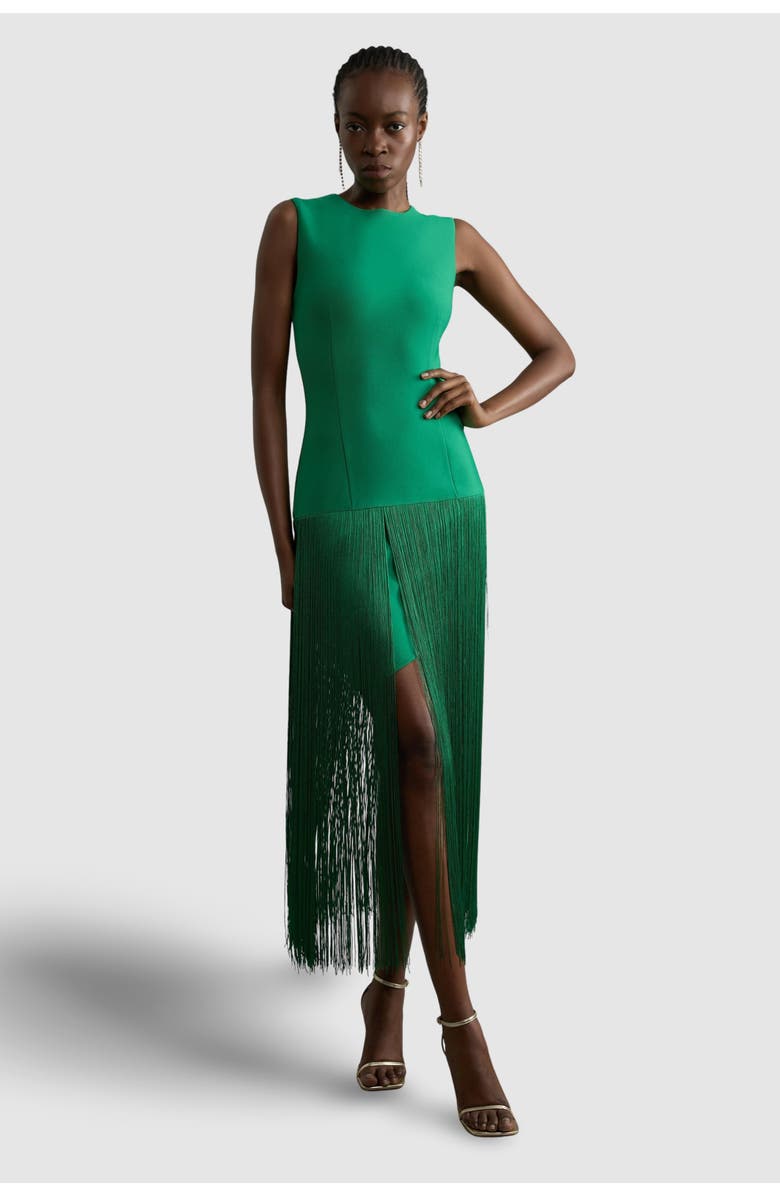 Karen Millen Tassel Hem Knitted Dress, Main, color, Green
