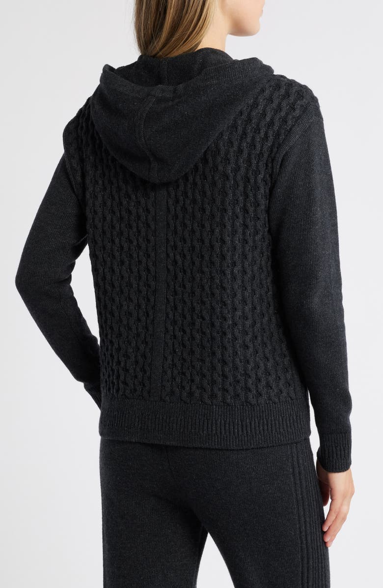 Anne Klein Cable Stitch Zip Hoodie, Alternate, color, 