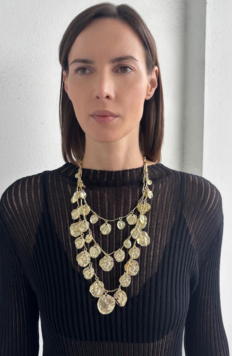 Adornia Bohemian Disc Layered Necklace, Alternate, color, Gold