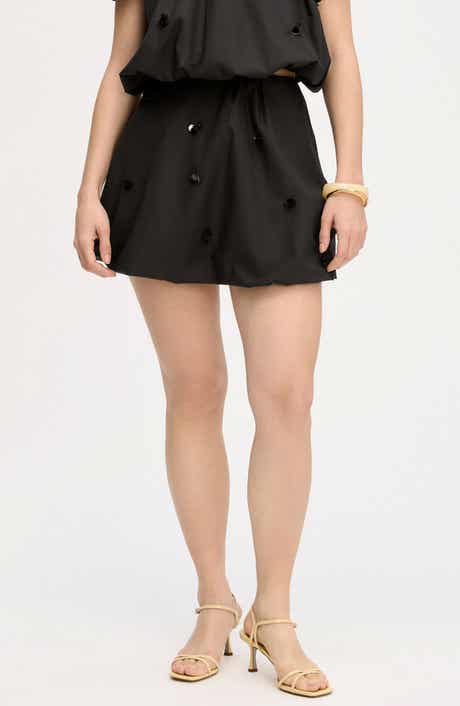 Embellished Bubble Cotton Poplin Miniskirt