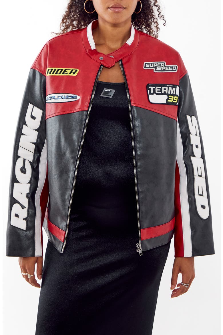Oversize Moto Jacket, Main, color, BLACK