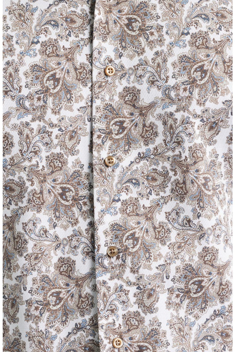 Modern Fit Paisley Non-Iron Cotton Dobby Dress Shirt, Alternate, color, LIGHT BROWN