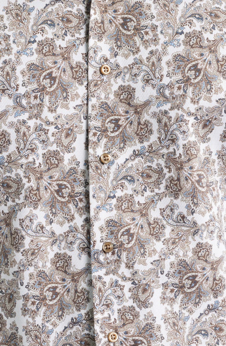 1863 by Eterna Modern Fit Paisley Non-Iron Cotton Dobby Dress Shirt, Alternate, color, Light Brown
