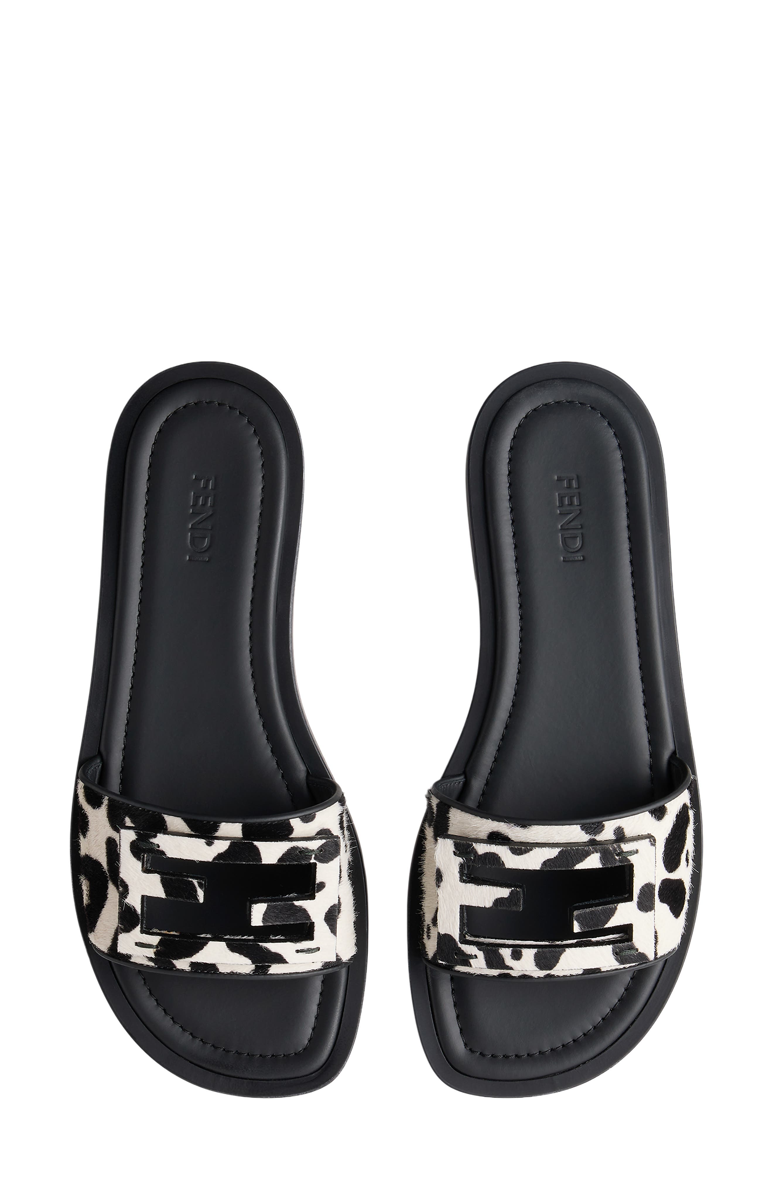 Baguette Genuine Calf Hair Slide Sandal, Alternate, color, F0C6M BIANCO NERO CALF HAIR