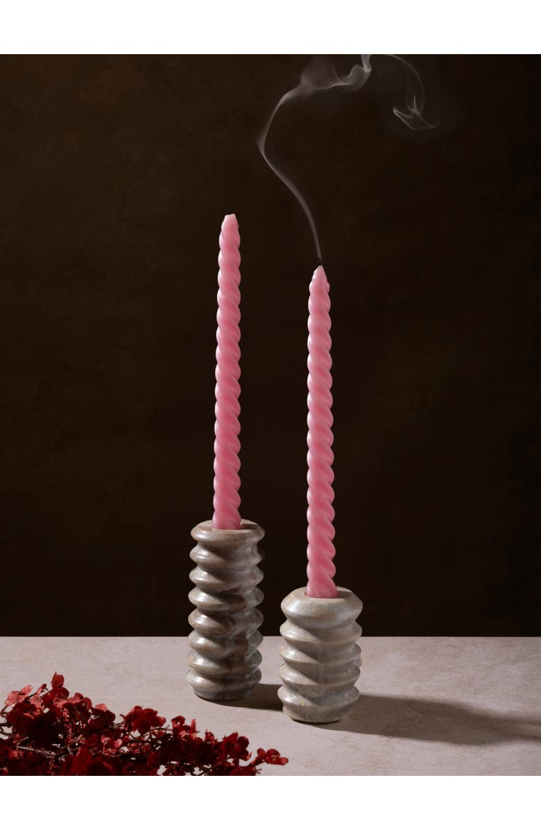 GAURI KOHLI Tracey Onyx Taper Candle Holder, Set of 2, Alternate, color, Brown