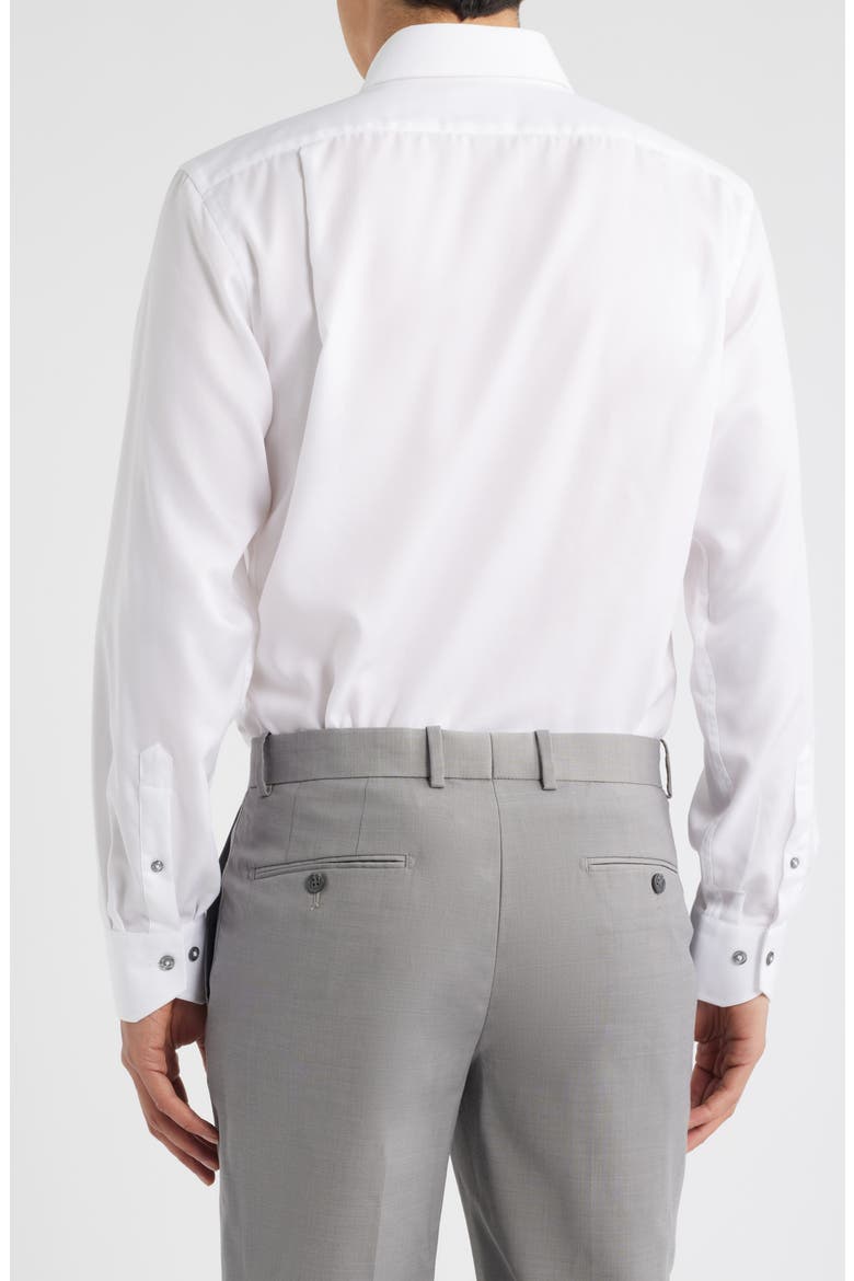 Trim Fit Textured White Cotton Dress Shirt, Alternate, color, WHITE