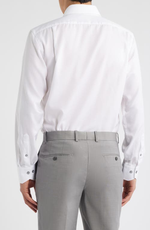 Lorenzo Uomo Trim Fit Textured White Cotton Dress Shirt In White