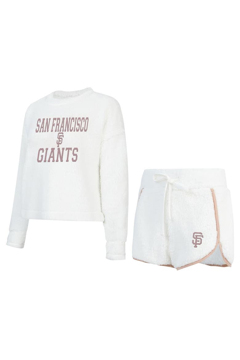 Women's Concepts Sport White San Francisco Giants Painter Sherpa Long Sleeve T-Shirt & Short Set, Alternate, color, White
