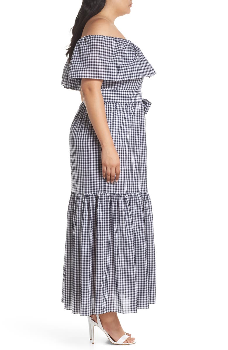 Chelsea28 Off the Shoulder Gingham Maxi Dress, Alternate, color,