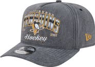 New Era Men's New Era  Charcoal Pittsburgh Penguins Throwback Washed A-Frame Pre-Curved 9FIFTY Snapback Hat