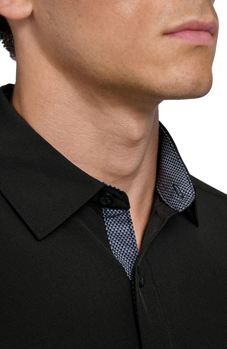 CONSTRUCT Solid Woven Long Sleeve Basic, Alternate, color, Black