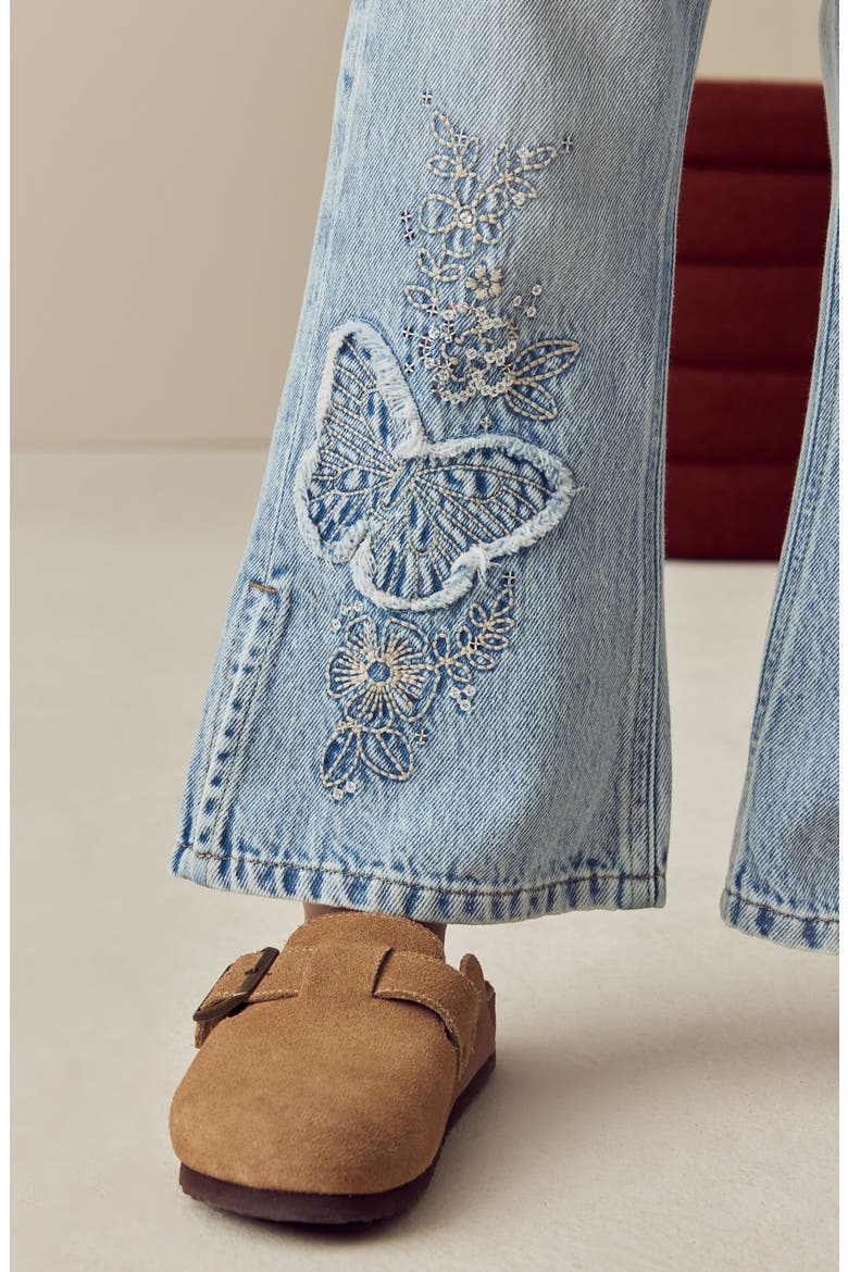 Diamante Flare Jeans, Alternate, color, BLUE