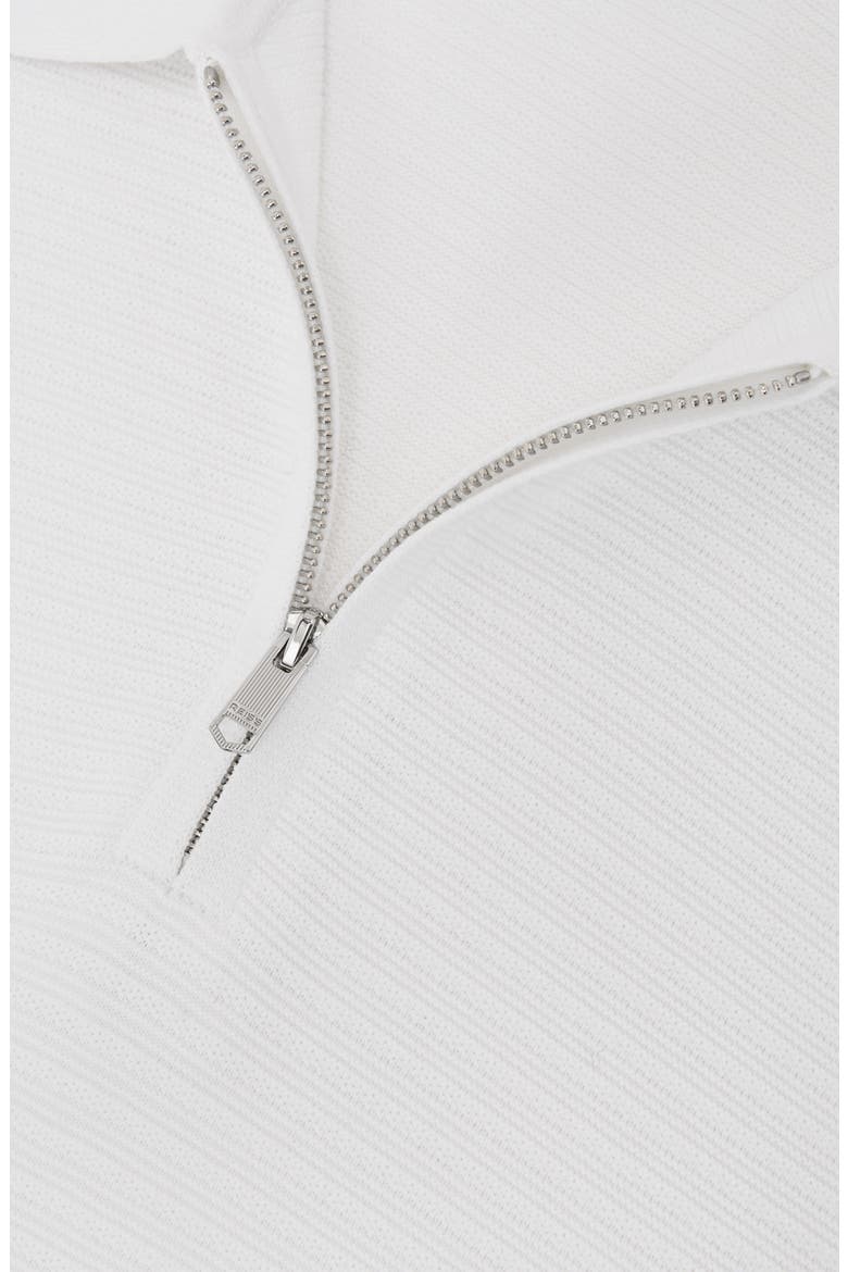 Estate Textured Stitch Zip Polo, Alternate, color, WHITE