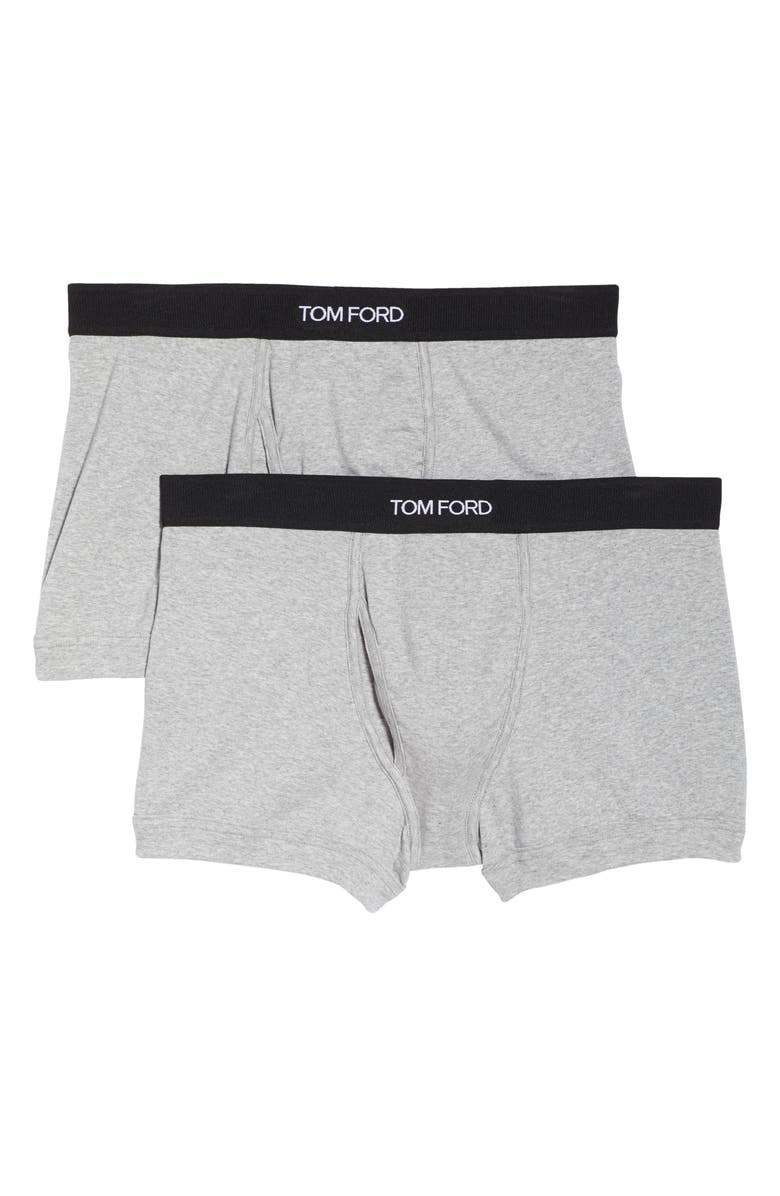 TOM FORD 2-Pack Cotton Jersey Boxer Briefs, Main, color, Grey Melange