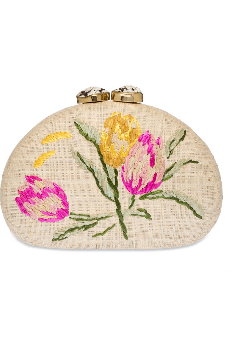 Rafe New York Berna Half Moon Clutch, Main, color, Natural/ Pink