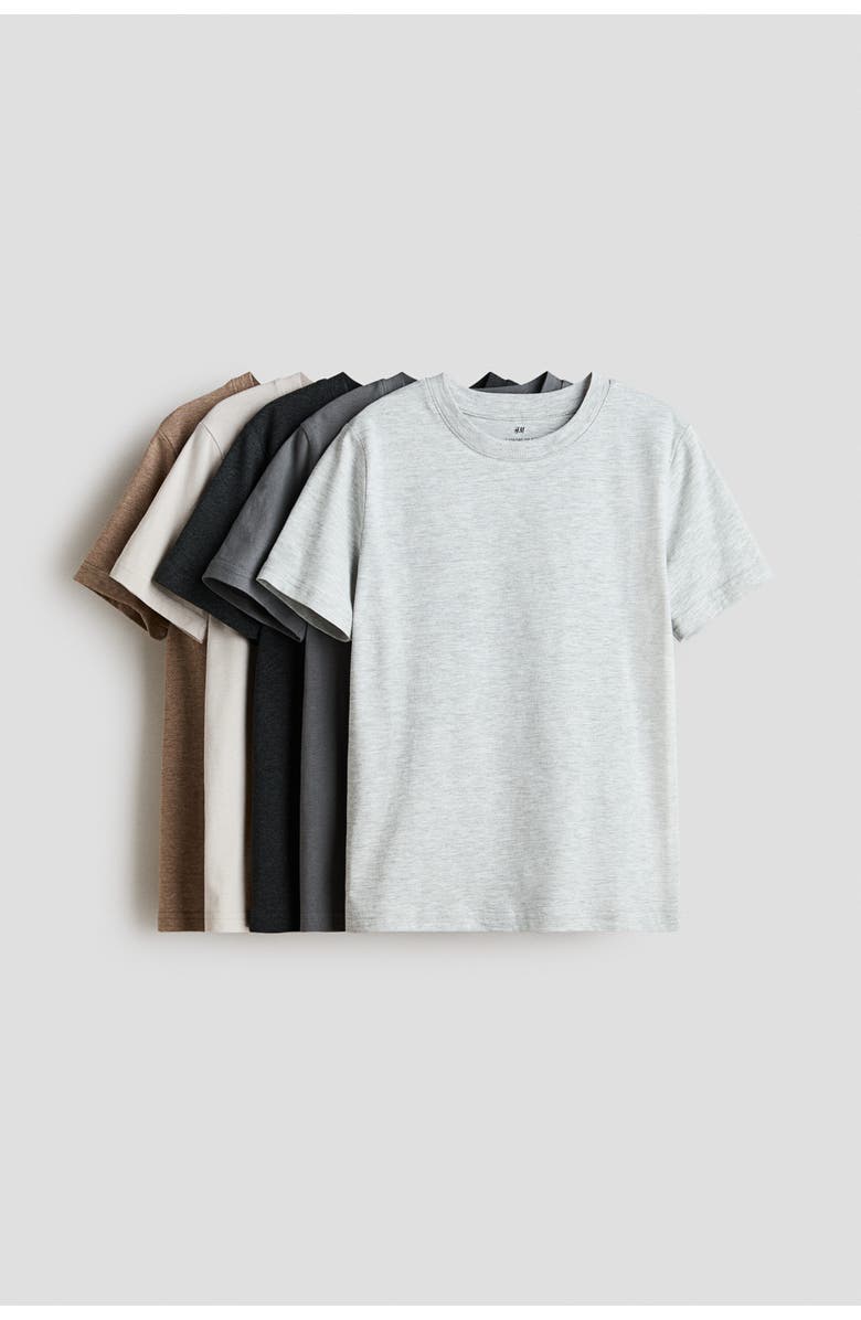 H&M 5-pack T-shirts, Main, color, Gray/Beige