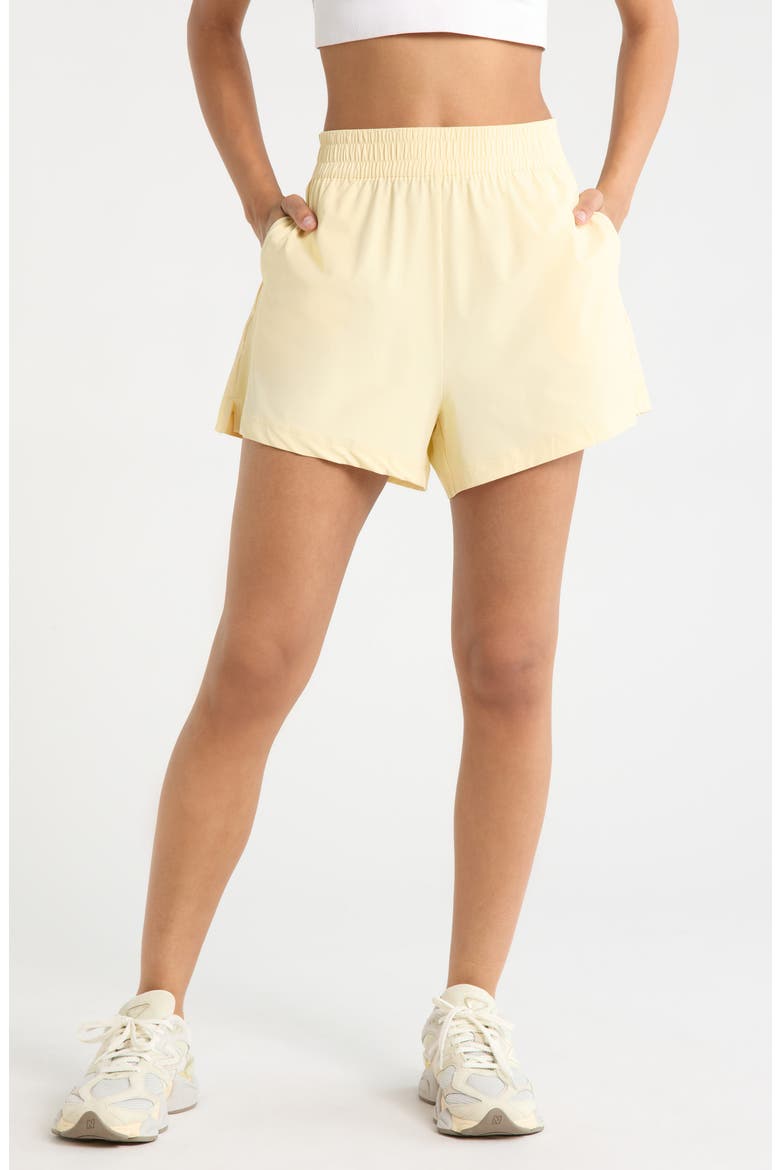Atlas High Waist Daily Shorts, Main, color, YELLOW FLAN