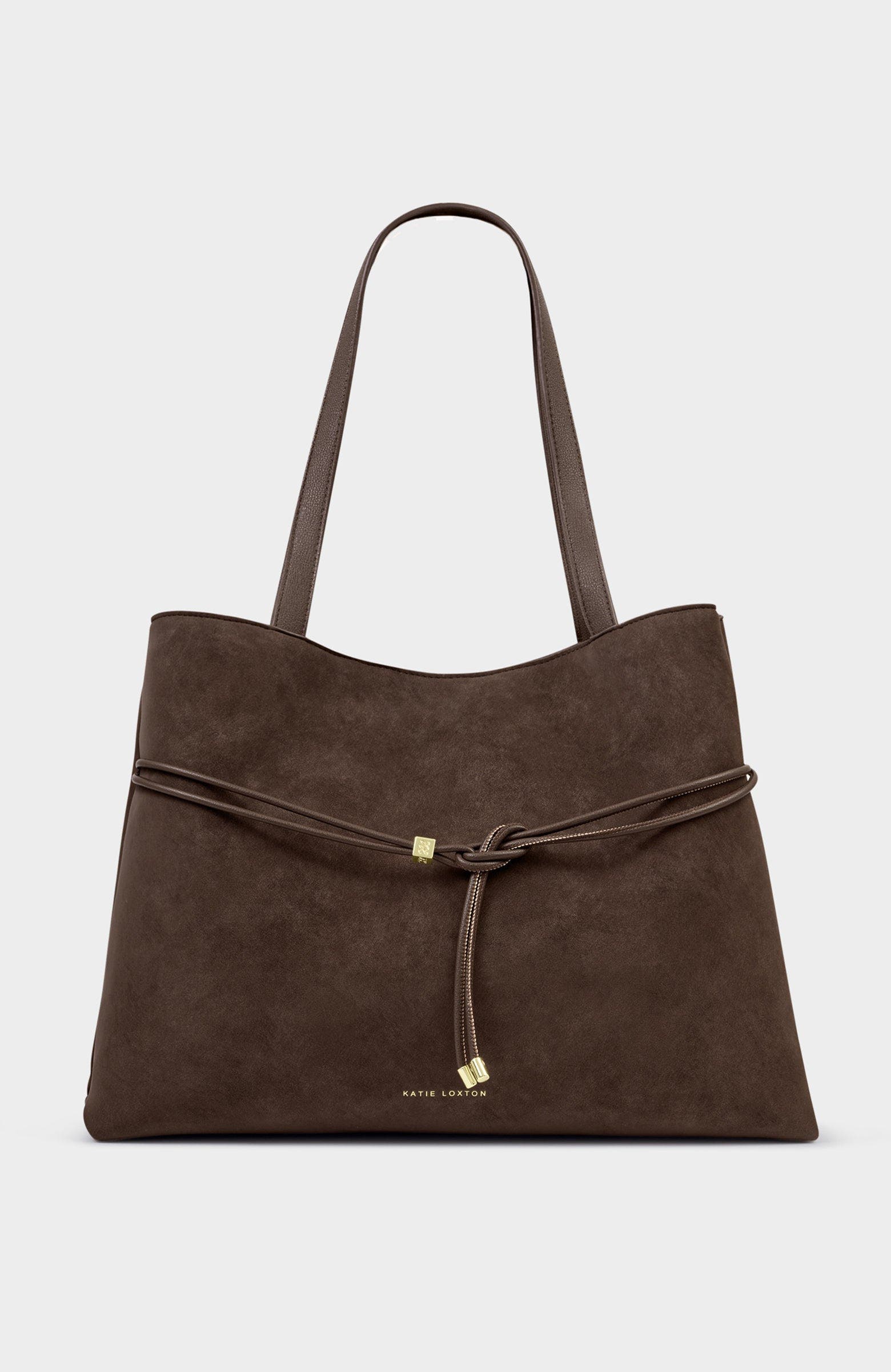 Katie Loxton Lori Suedette Tote Bag, Main, color, Chocolate