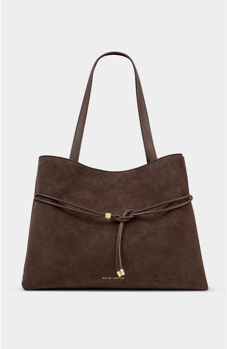 Katie Loxton Lori Suedette Tote Bag, Main, color, Chocolate