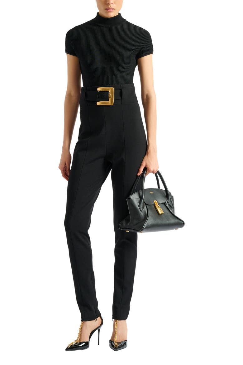 Stretch trousers with belt, Alternate, color, black