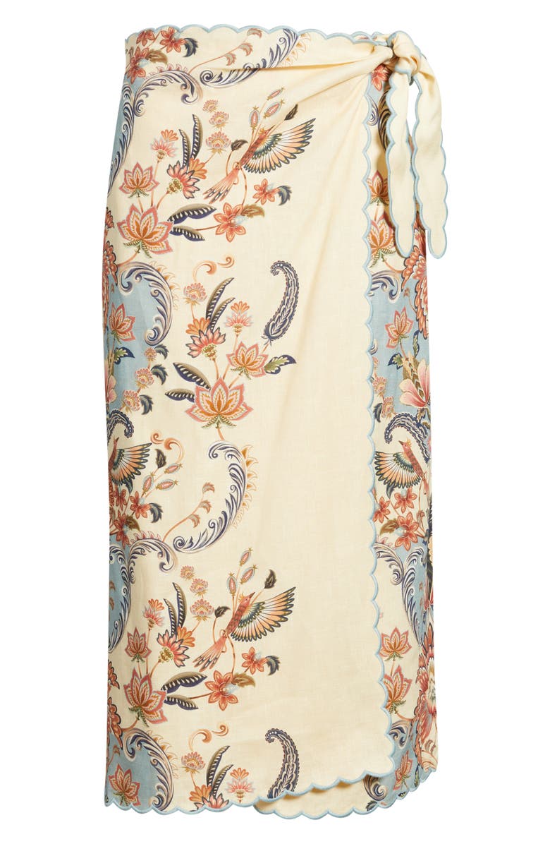 FARM Rio Boho Beauty Wrap Linen Maxi Skirt, Alternate, color, Boho Beauty Butter