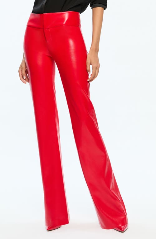 Alice And Olivia Vegan Leather Bootcut Pant In Perfect Ruby In Bright Ruby