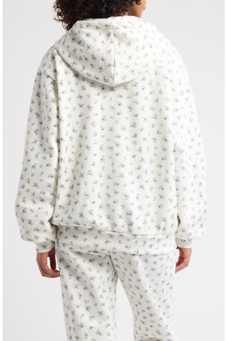Floral Appliqué Graphic Zip-Up Hoodie, Alternate, color, LIGHT GRAY