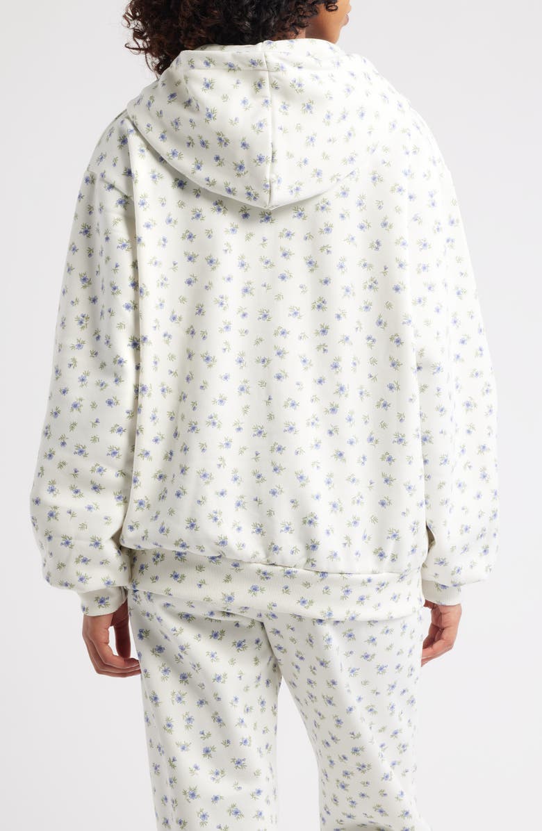 HAPPY CAMP3R Floral Appliqué Graphic Zip-Up Hoodie, Alternate, color, Light Gray