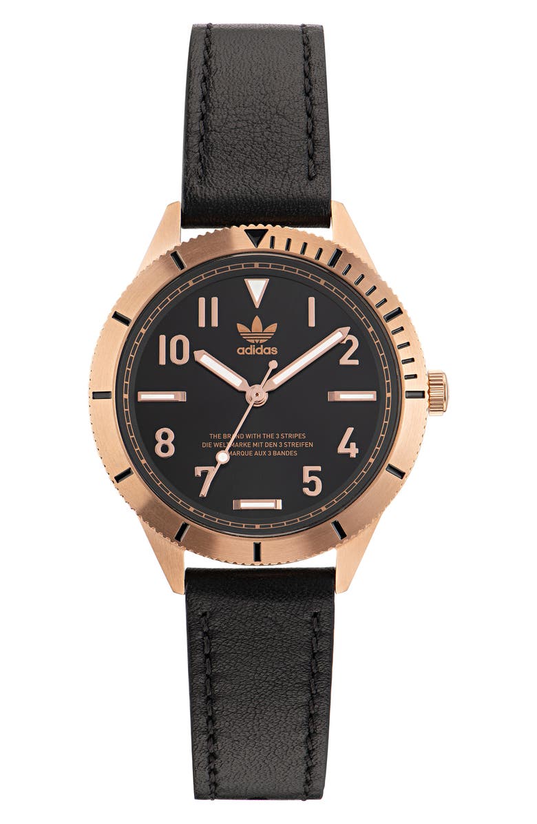 adidas Edition Three Leather Strap Watch, 36mm, Main, color, 