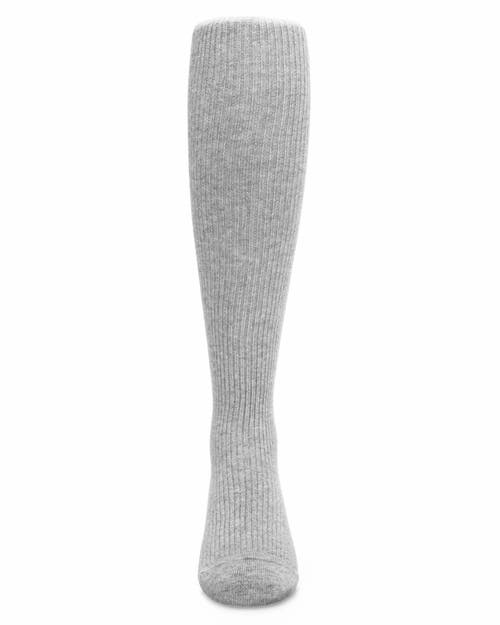 Memoi Thin Ribbed Cotton Tights In Gray