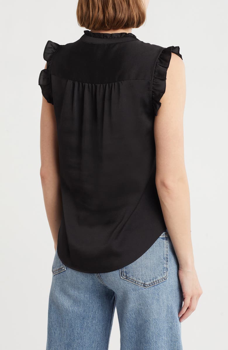 DKNY Ruffle Sleeve Covered Half Placket Satin Top, Alternate, color,