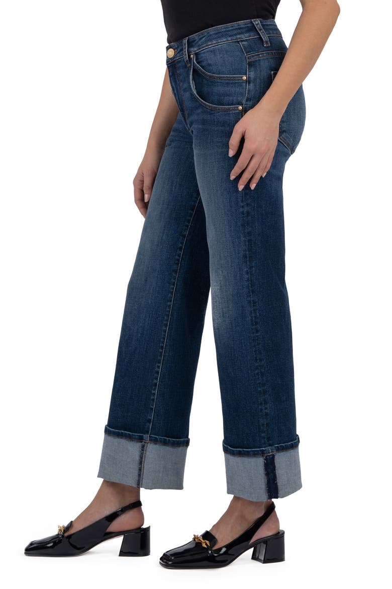 Meg High Waist Cuffed Hem Wide Leg Jeans, Alternate, color, KINDHEARTED