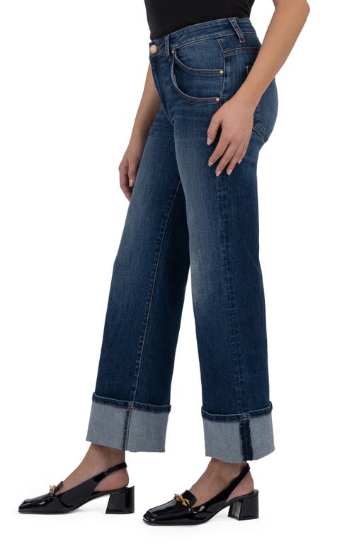 Kut From The Kloth Meg High Waist Cuffed Hem Wide Leg Jeans In Blue