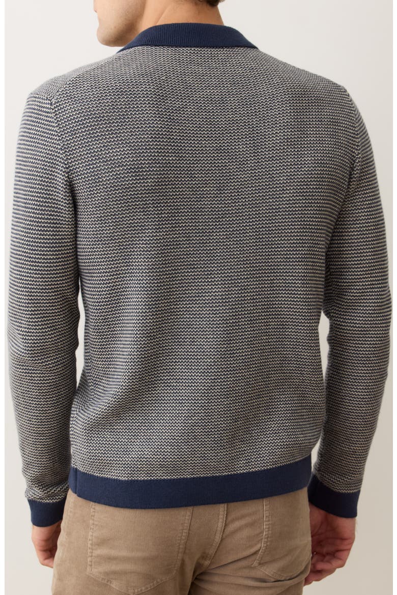 Liam Johnny Collar Long Sleeve Sweater Polo, Alternate, color, NAVY/ DRIFTWOOD