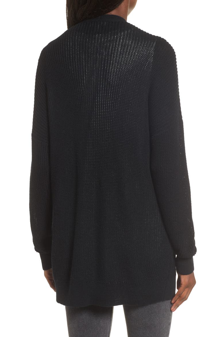 Open Front Cotton Cardigan, Alternate, color, BLACK