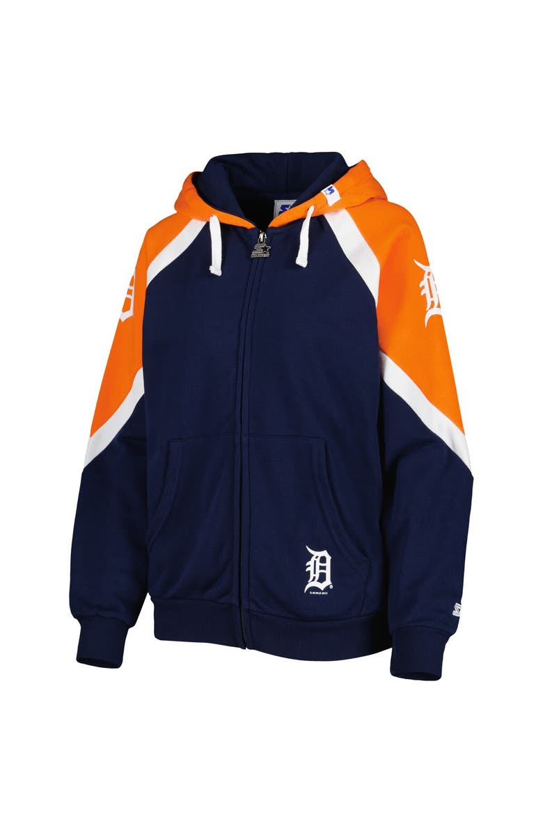 STARTER Women's Starter Navy/Orange Detroit Tigers Hail Mary Full-Zip Hoodie, Alternate, color, 