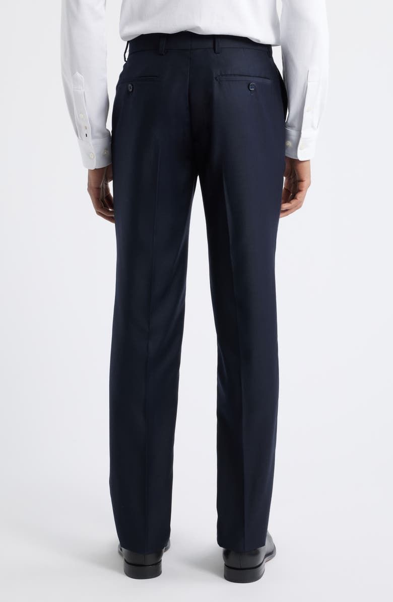ZANETTI Slim Fit Flat Front Navy Wool Dress Pants, Alternate, color, Navy