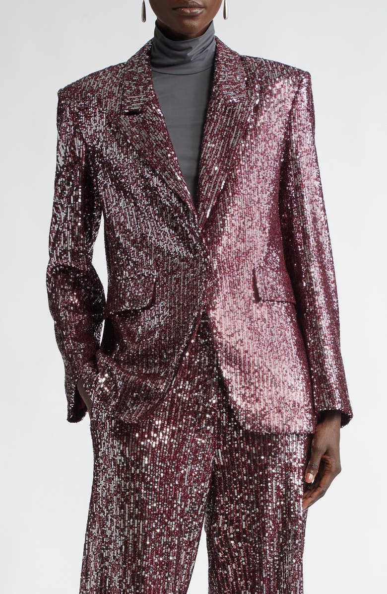 ST. JOHN Sequin Embroidered Blazer, Main, color, Oxblood