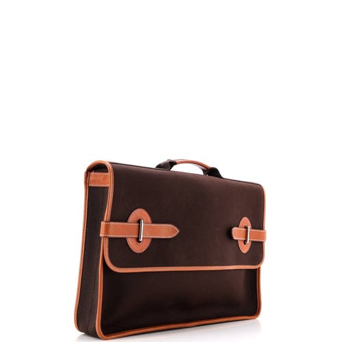 Pre-owned Hermes  Hermes Buenaventura Messenger Bag Toile Gm In Brown