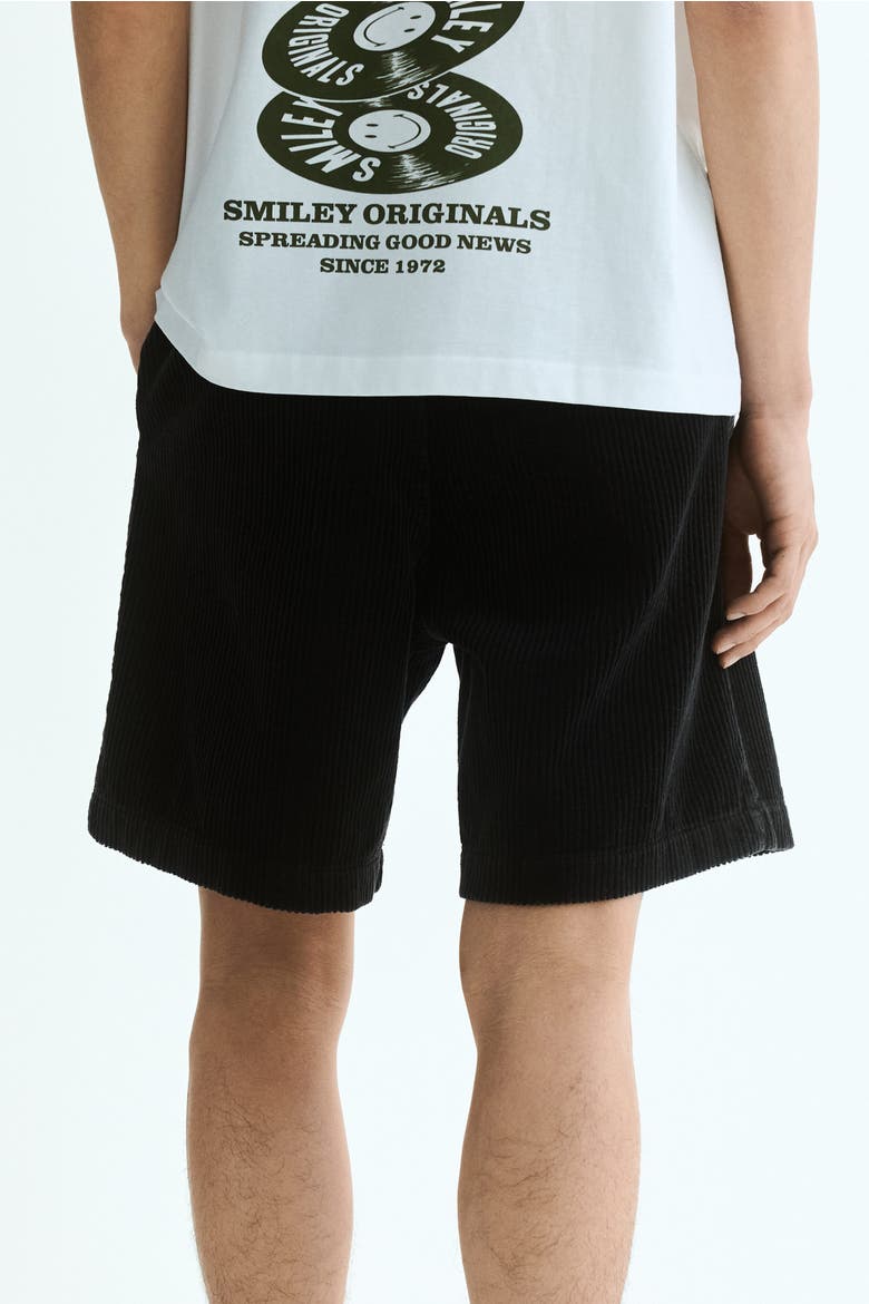 Loose-fit Corduroy Shorts, Alternate, color, Black