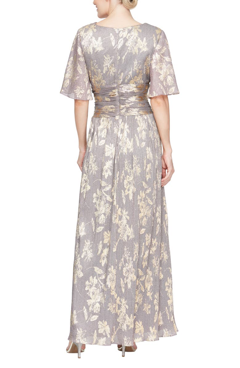 SL FASHIONS Foil Print Faux Wrap Maxi Dress, Alternate, color,