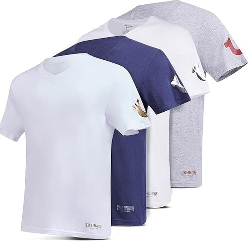 True Religion V-neck Undershirts 4 Pack In Multi
