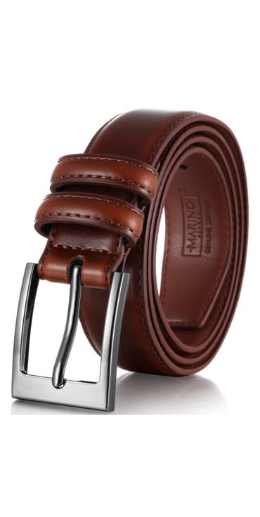 Dual Loop Leather Dress Belt