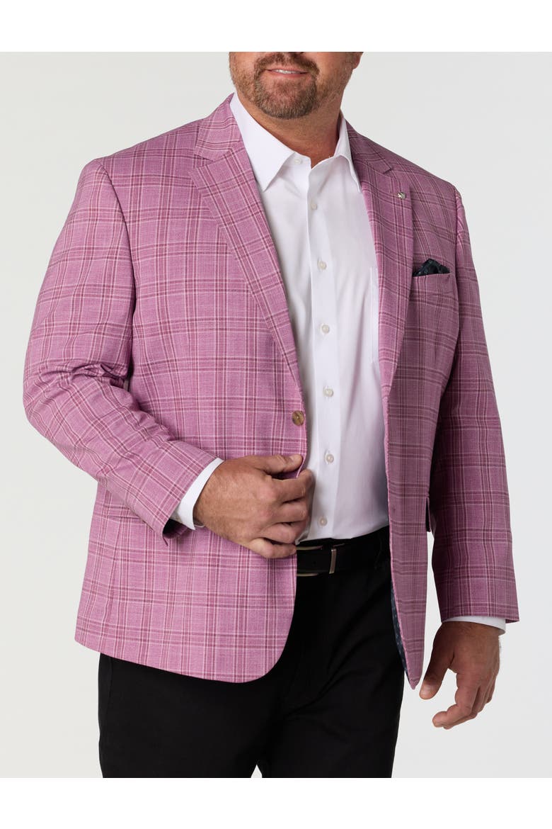 Big & Tall Vibrant Plaid Sport Coat, Main, color, BERRY