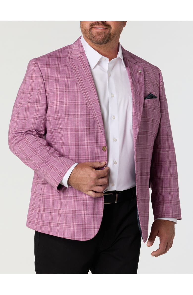 Oak Hill by DXL Big & Tall Vibrant Plaid Sport Coat, Main, color, Berry