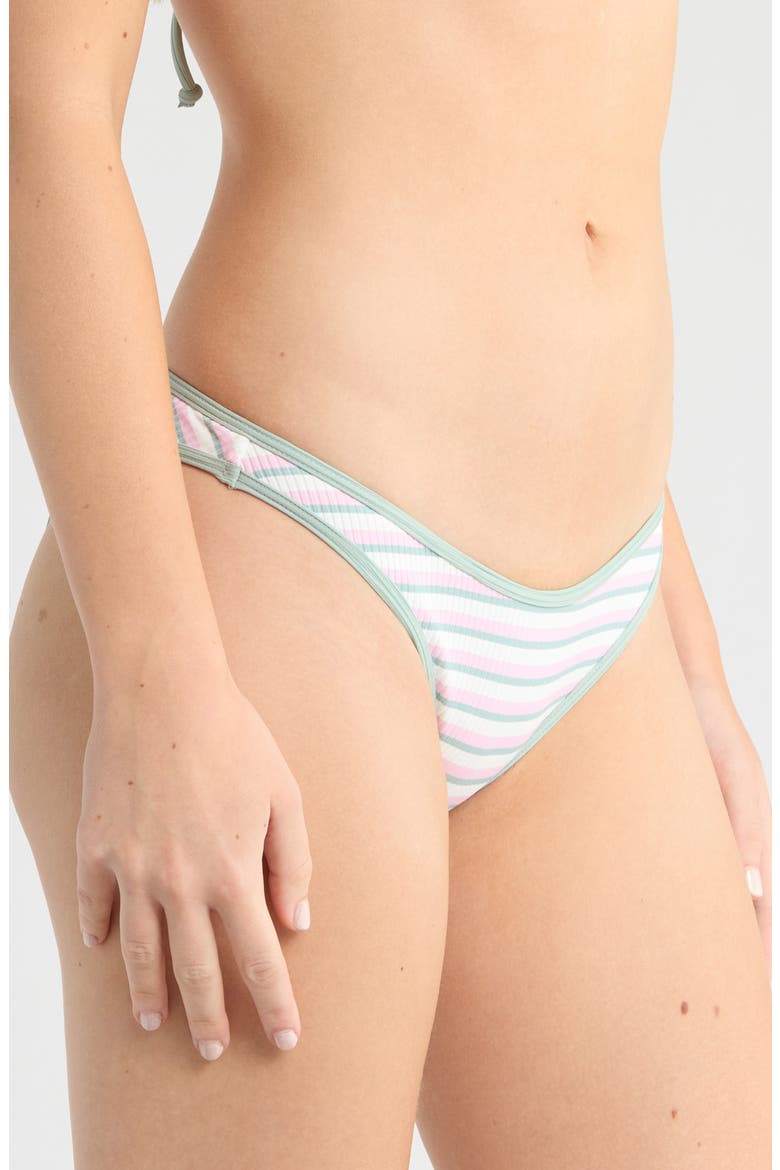 Skyrocket High Leg Bikini Bottoms, Alternate, color, PINK GREEN STRIPE