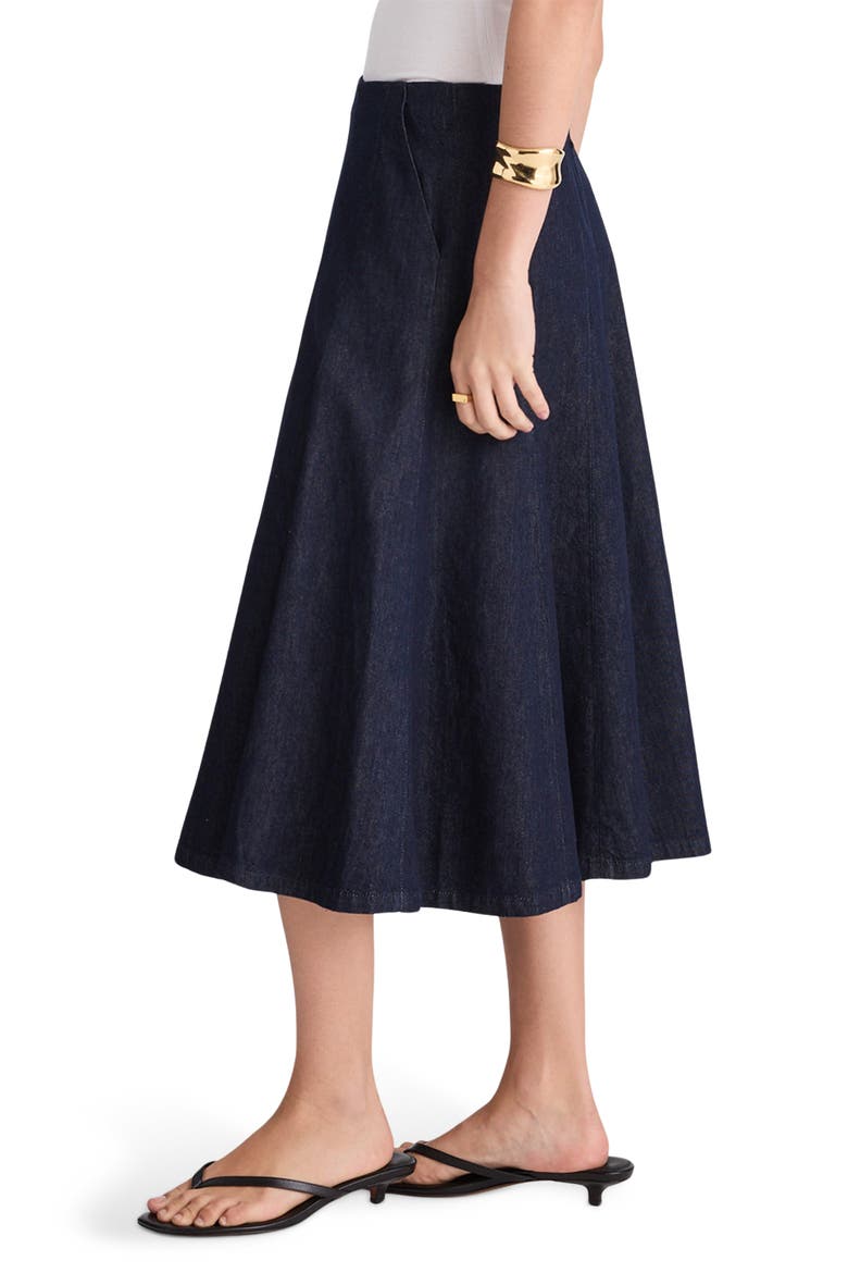 Flared Denim Midi Skirt, Alternate, color, RINSE WASH