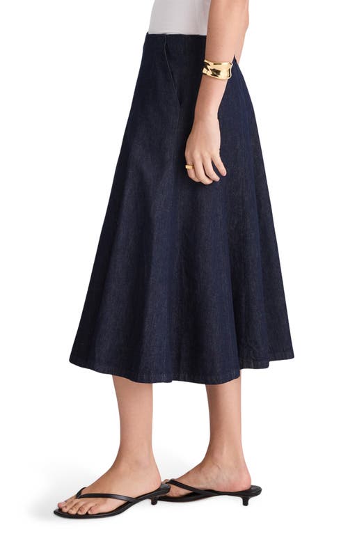 Madewell Flared Denim Midi Skirt In Blue