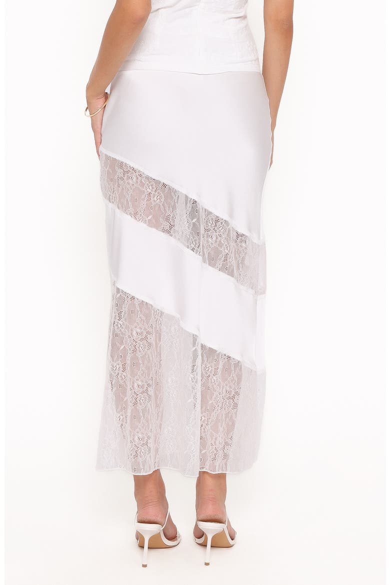 Winona Lace & Satin Maxi Skirt, Alternate, color, WHITE